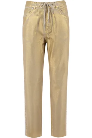 PANICALE Broeken, Dames, Geel, XS, Fringe Zak Trekkoord Broek