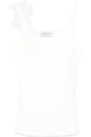 ERMANNO SCERVINO Tops, Dames, Wit, S, Mouwloze Rib Top