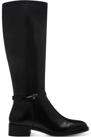 Tamaris Schoenen, Dames, Zwart, 40 EU, Leer, Platte Enkellaarsjes