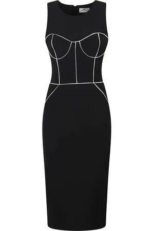 Elisabetta Franchi Kleedjes, Dames, Zwart, XS, Polyester, Chique Mouwloze Jurk