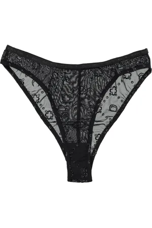 Marine Serre Ondergoed, Dames, Zwart, M, Mesh Flock Brief Glitter Bottoms