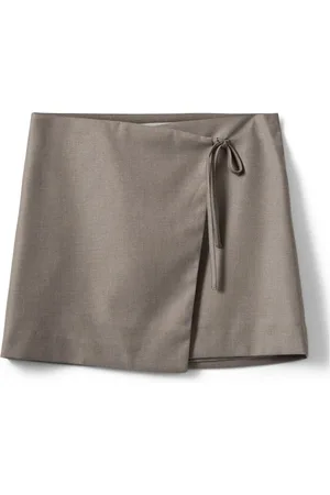 Sofie Schnoor Rokken, Dames, Grijs, S, Harleesw Rok met Zijbindsnoer Detail