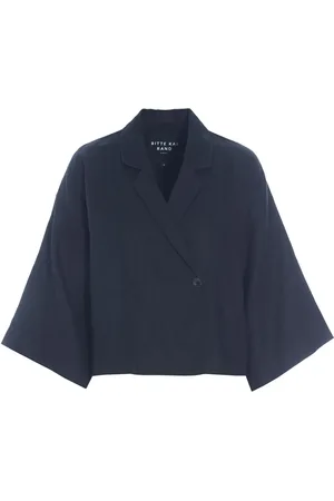 Bitte Kai Rand Jassen, Dames, Blauw, XS, Linnen, Dark Midnight Linnen Jas