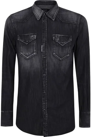 Dsquared2 Overhemden, Heren, Zwart, L, Katoen, Klassiek Western Overhemd