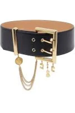 Elisabetta Franchi Accessoires, Dames, Zwart, S, Zwarte riem met applicaties