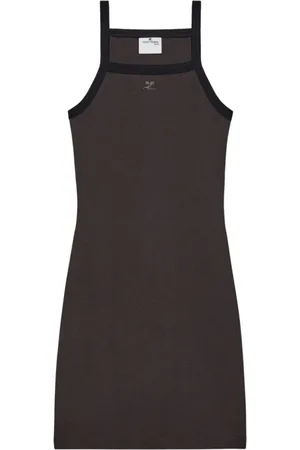 Courrèges Kleedjes, Dames, Bruin, M, Katoen, Bruine Katoenen Mini Jurk