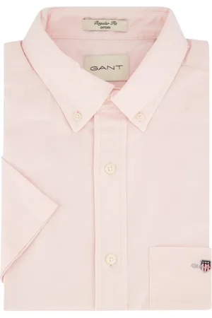 GANT Overhemden, Heren, Roze, M, Katoen, Regular Fit Classic Oxford overhemd met korte mouwen