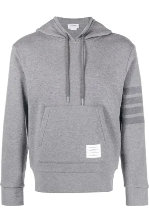 Thom Browne Sweatshirts & Hoodies, Heren, Grijs, L, Logo Patch Grijs Sweatshirt met Streepdetail