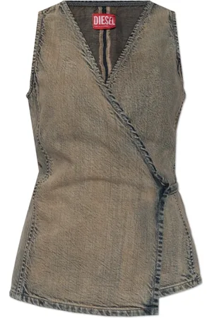 Diesel Jassen, Dames, Grijs, M, Katoen, Wrap Vest