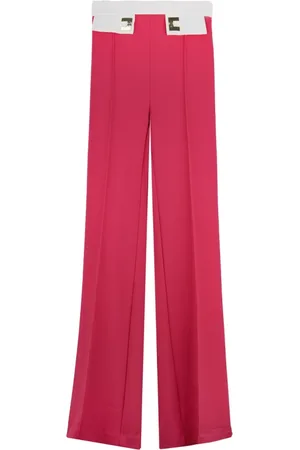 Elisabetta Franchi Broeken, Dames, Roze, M, Polyester, Palazzobroek met rits en haak
