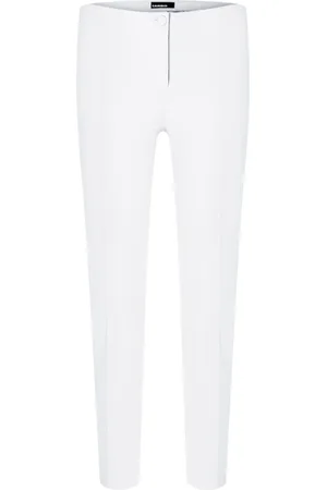 Cambio Broeken, Dames, Wit, S, Katoen, Slim-Fit Broeken
