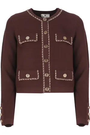 Elisabetta Franchi Truien, Dames, Rood, L, Bordeaux Trui met Knoopdetails