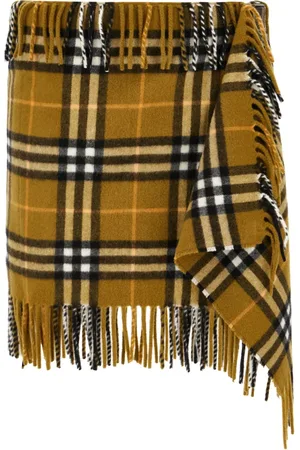 Burberry Rokken, Dames, Groen, L, Wol, Geruite Rok met Sjaal