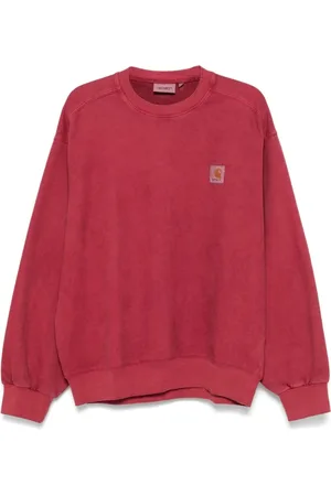 Carhartt Sweatshirts & Hoodies, Heren, Roze, L, Katoen, Distressed Roze Sweater met Logo Patch