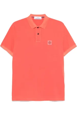 Stone Island Tops, Heren, Rood, L, Kompas Patch Polo Shirt
