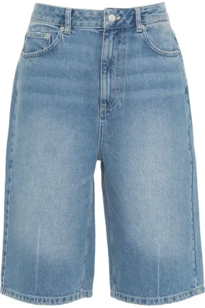 Herskind Korte broeken, Dames, Blauw, M, Denim, Blauwe Distressed Denim Bermuda Shorts