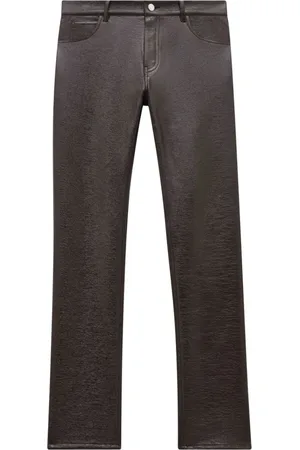 Courrèges Jeans, Heren, Bruin, W28, Katoen, Reedition Faux-Leather Rechte Broek