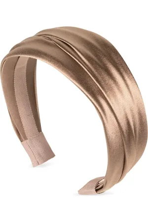 Jennifer Behr Accessoires, Dames, Bruin, ONE Size, Satijn, Zijden Satijnen Haaraccessoire met Gedrapeerd Detail