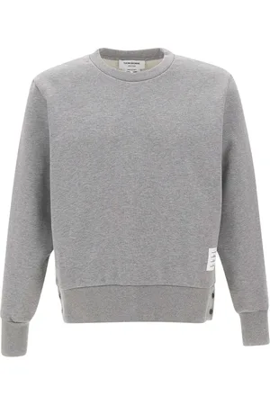 Thom Browne Truien, Heren, Grijs, M, Katoen, Grijze katoenen sweater