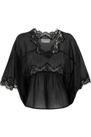 ERMANNO SCERVINO Blouses & Shirts, Dames, Zwart, S, Katoen, Blouse