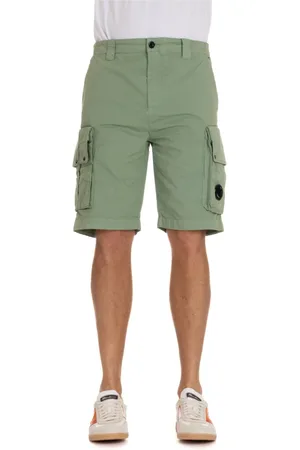 C.P. Company Korte broeken, Heren, Groen, L, Katoen, Groene Shorts met Ritssluiting