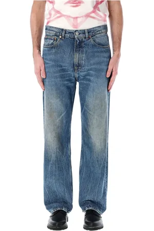 OUR LEGACY Jeans, Heren, Blauw, W32, Katoen, Vintage Stain Wash Wide Leg Jeans