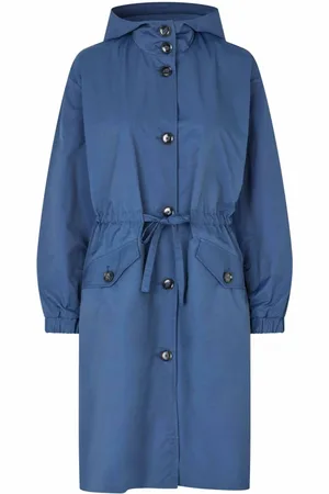Masai Mantels, Dames, Blauw, XL, Katoen, Oversized Jas met Capuchon en Riem