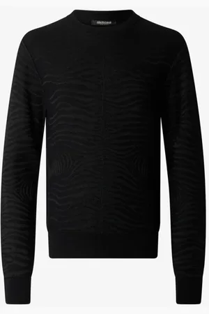 Roberto Cavalli Truien, Heren, Zwart, M, Zebra Sweater