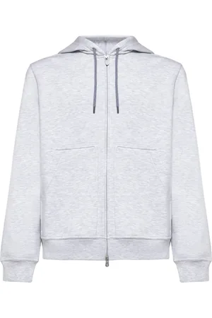 Brunello Cucinelli Sweatshirts & Hoodies, Heren, Grijs, M, Katoen, Sweater met rits