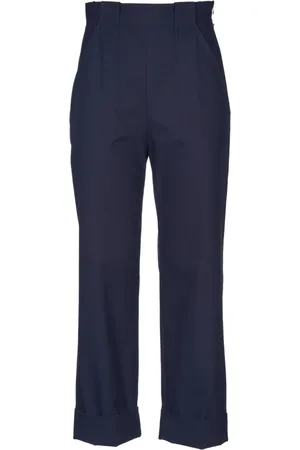 Max Mara Broeken, Dames, Blauw, L, Katoen, Palio Wide Leg Broeken