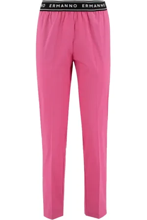 ERMANNO SCERVINO Broeken, Dames, Roze, M, Katoen, Tailored katoenen broek