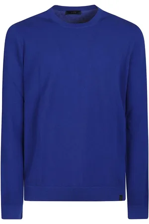 FAY Truien, Heren, Blauw, 2Xl, Katoen, Stijlvolle Gebreide Trui