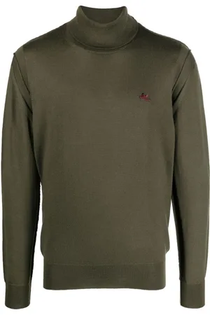 Etro Truien, Heren, Groen, M, Wol, Wollen coltrui sweatshirt