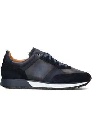 Magnanni Schoenen, Heren, Blauw, 41 EU, Leer, Leather Runner Sneakers