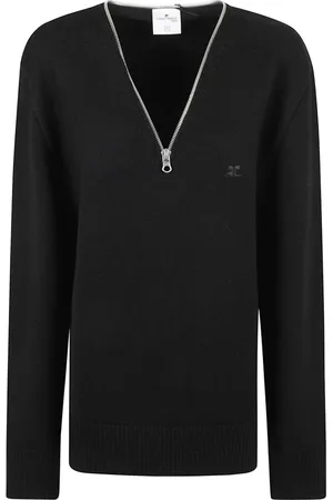 Courrèges Truien, Dames, Zwart, M, Wol, V-hals Truien