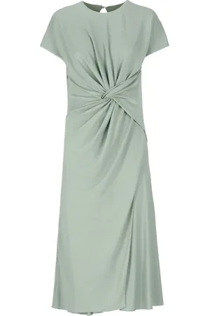 Lanvin Kleedjes, Dames, Groen, S, Groene Viscose Jurk met Gedrapeerd Detail