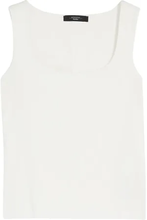 Max Mara Tops, Dames, Wit, S, Stijlvolle mouwloze top