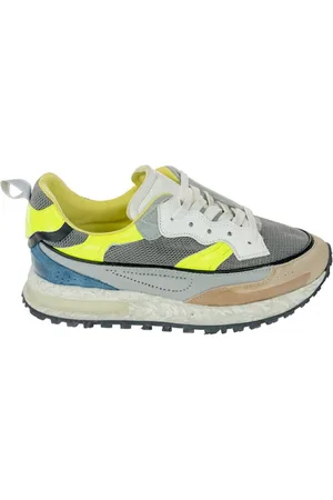 Hidnander Schoenen, Dames, Veelkleurig, 41 EU, Leer, Fluor Sneakers met Chique Taupe Neus