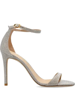 Stuart Weitzman Schoenen, Dames, Grijs, 40 1/2 EU, Leer, Heeled Sandalen Nudist II
