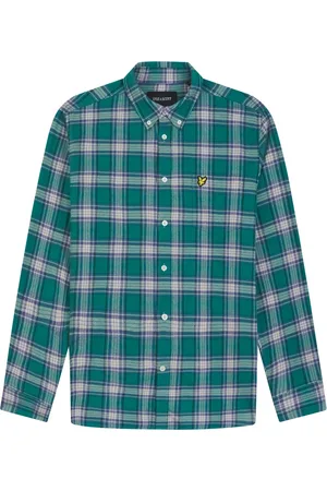 Lyle & Scott Overhemden, Heren, Groen, L, Katoen, Geruit Flanellen Overhemd
