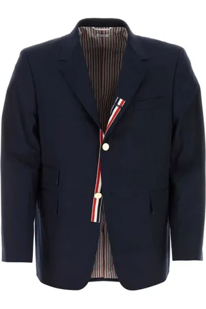 Thom Browne Jassen, Heren, Blauw, L, Katoen, Navy Jersey Blazer