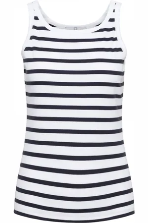&Co Woman Tops, Dames, Blauw, 2Xl, Katoen, Selena gestreepte mouwloze top