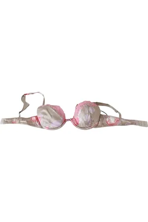ERMANNO SCERVINO Badkleding, Dames, Veelkleurig, M, Roze kanten push-up bikinitop