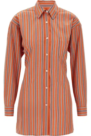 Etro Blouses & Shirts, Dames, Veelkleurig, S, Leer, Wortel Oranje Overhemd met Taille Knoop Detail