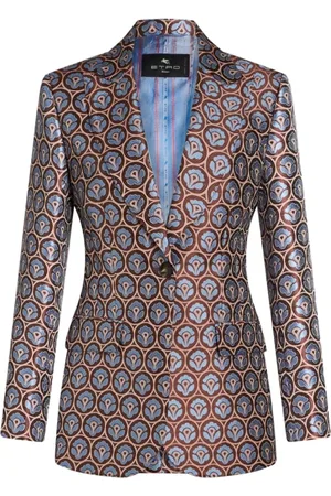 Etro Jassen, Dames, Veelkleurig, S, Multicolour Jacquard Jas met Patroon