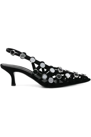 The Attico Schoenen, Dames, Zwart, 39 EU, Leer, Zwarte Kitten Heel Pumps met Puntneus