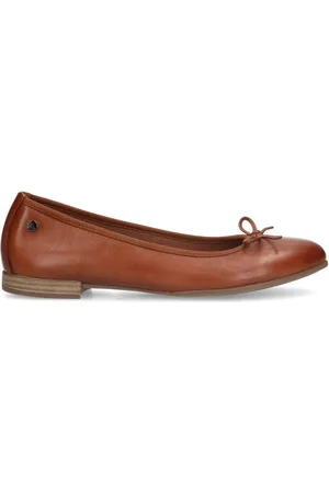 Manfield Schoenen, Dames, Bruin, 39 EU, Leer, Cognac Leren Ballerina