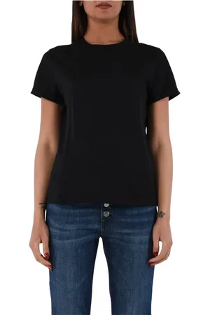 Dondup Tops, Dames, Zwart, L, Katoen, Cotton Jersey T-shirt met borduursel