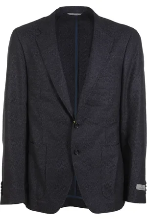 CANALI Jassen, Heren, Grijs, S, Wol, Grijze Wollen Jas met Twee Knopen