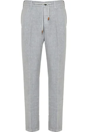 ELEVENTY Broeken, Heren, Blauw, W32, Linnen, Linnen Broek met Trekkoord
